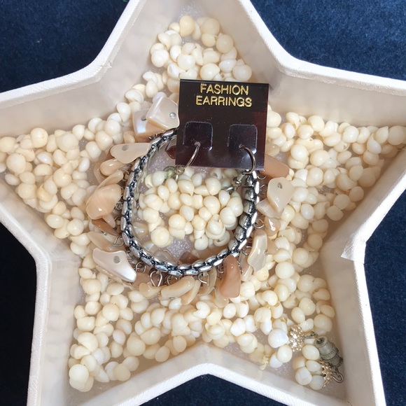 Genuine white MONGO Shell Necklace w/ Earrings & Pearl essence Shell Bracelet - Picture 9 of 11